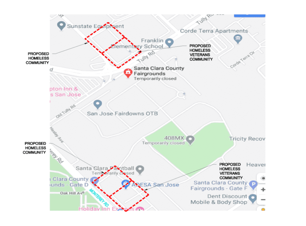 A map of the area with red lines showing where to park.